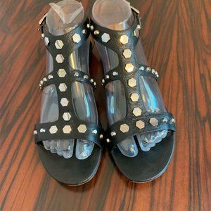 REBECCA MINKOFF Black Nail Head Gladiator Sandal 8